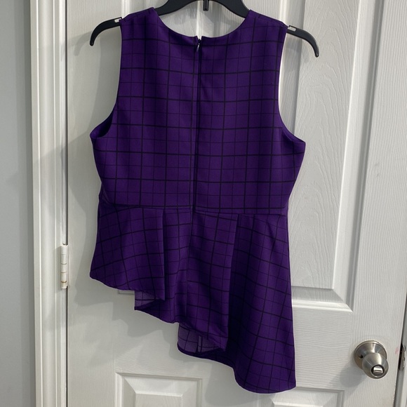 Elle size Medium Purple Black Checkered Asymmetrical Sleeveless Dress. - Picture 2 of 4